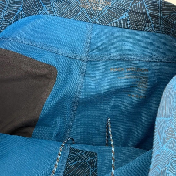 Mack Weldon Shorts 33/34 Mens Blue Black Printed Hybrid Board Golf Zip Pocket - Picture 8 of 12